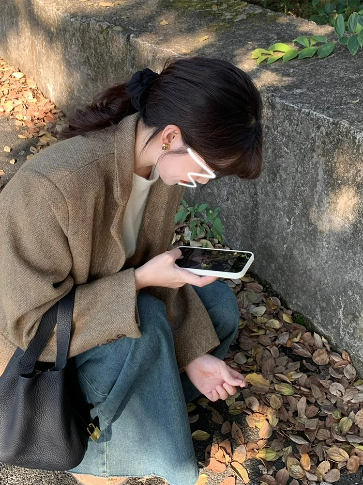 

Thiened шерстяной костюм Jaet, женский повседневный костюм на осень-зиму, маленький размер, элитное пальто для отдыха West, топ