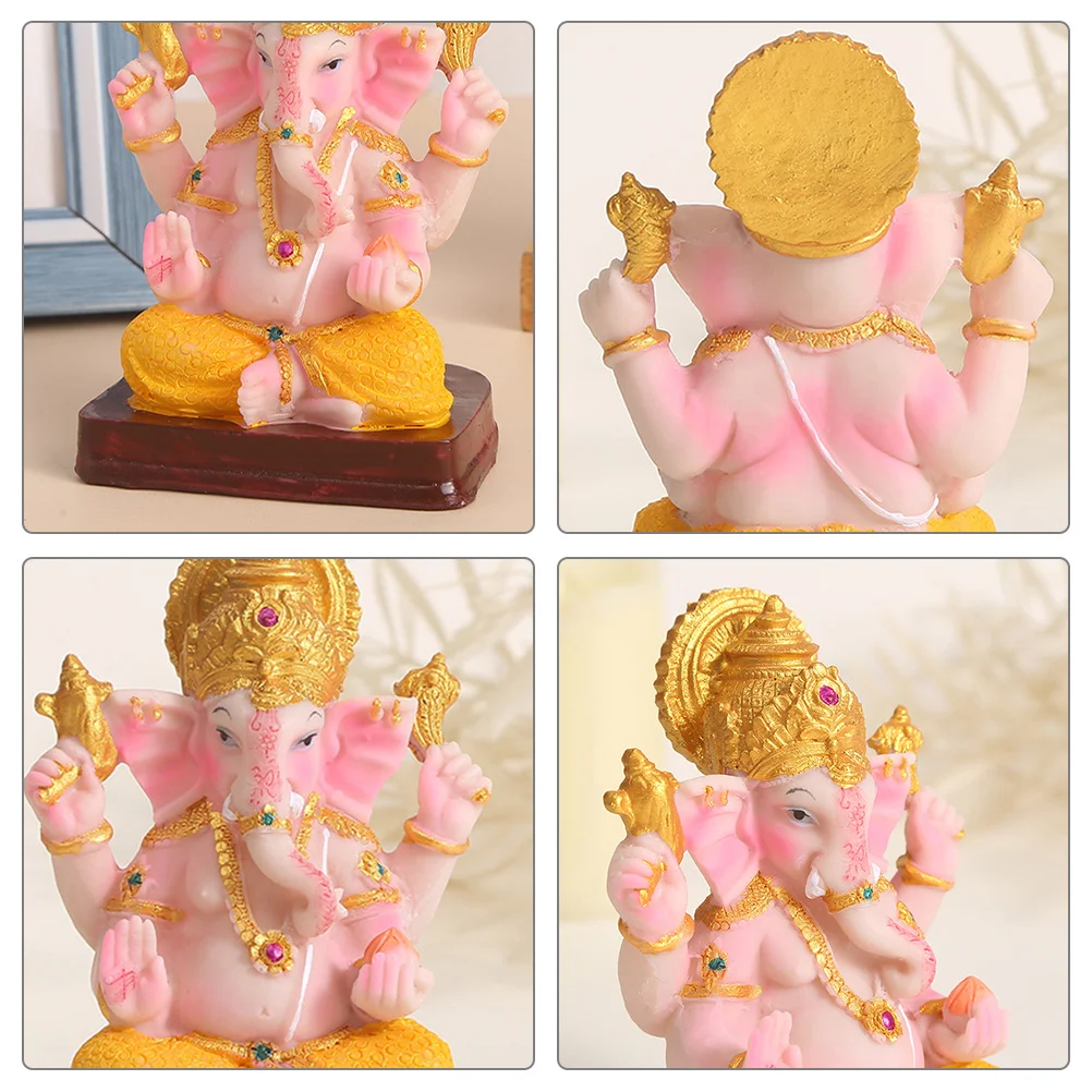 

Ganesha Resin Elephant Head God Statue Home Decoration Desktop Sculpture Table Ornament for Blessing Happiness
