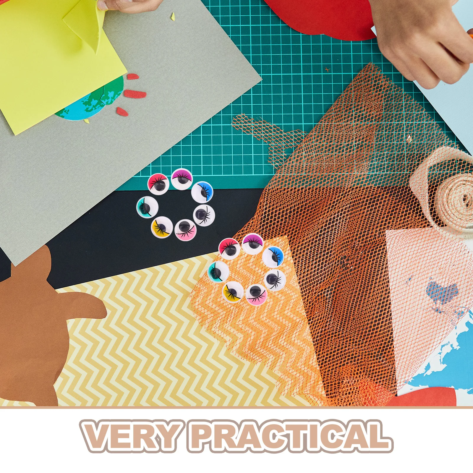 50 Stuks Maken Kit Materialen Pack 20Mm Kleurrijke Plastic Googly Eyes Zelfklevende Ambachtelijke Ogen Voor Diy Kids ambachten Decoratie Arts