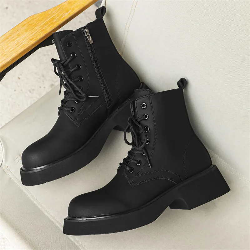 

mens casual stage nightclub high motorcycle boots autumn winter shoes cowboy natural leather boot handsome long platform botas