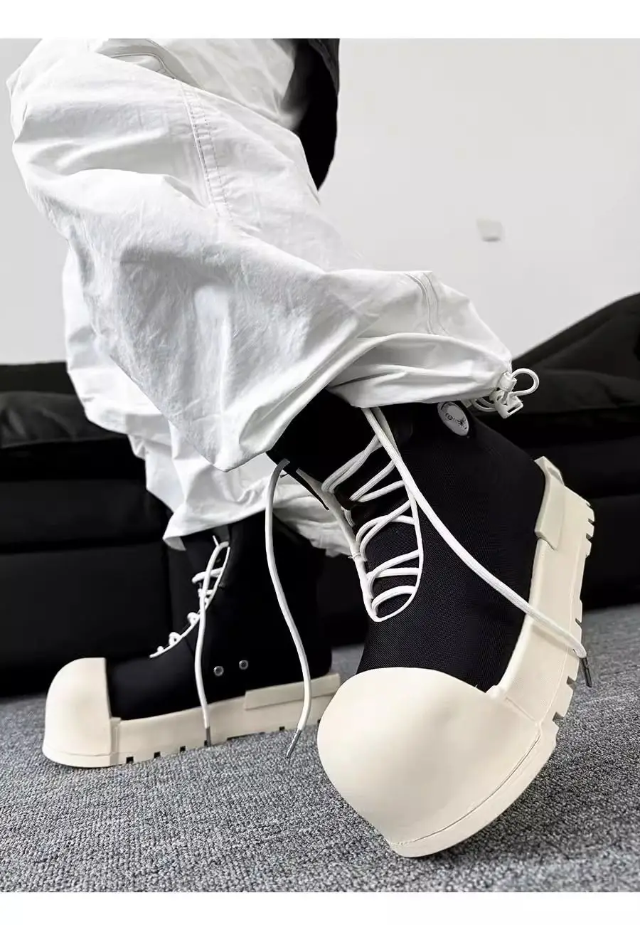 Niche Couple Bread Trendy Big Head Sneakers Men's Women's Platform Heightening Boots High Street Style Board Shoes High-top