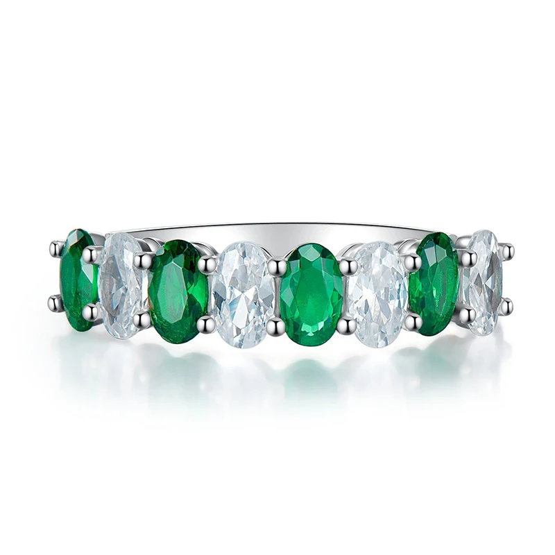 Huitan Chic Green/White Cubic Zirconia Women Rings Silver Color Temperament Finger Accessories Lady for Wedding Band Jewelry