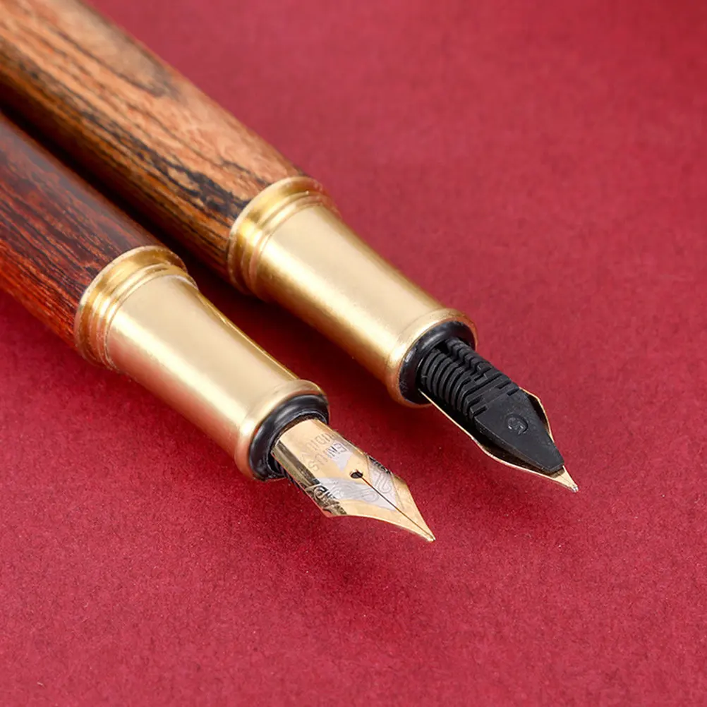 

Premium Wood Metal Calligraphy Fountain Pen for Smooth Writing Compact Design Ideal for School Office Travel Gift - Retro Brass