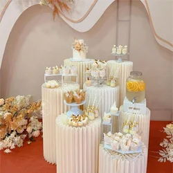 Paper Folding Cylinder Display Rack for Wedding Birthday Party Decor Dessert Table Cake Stand Home Ornaments Ramadan Decoration
