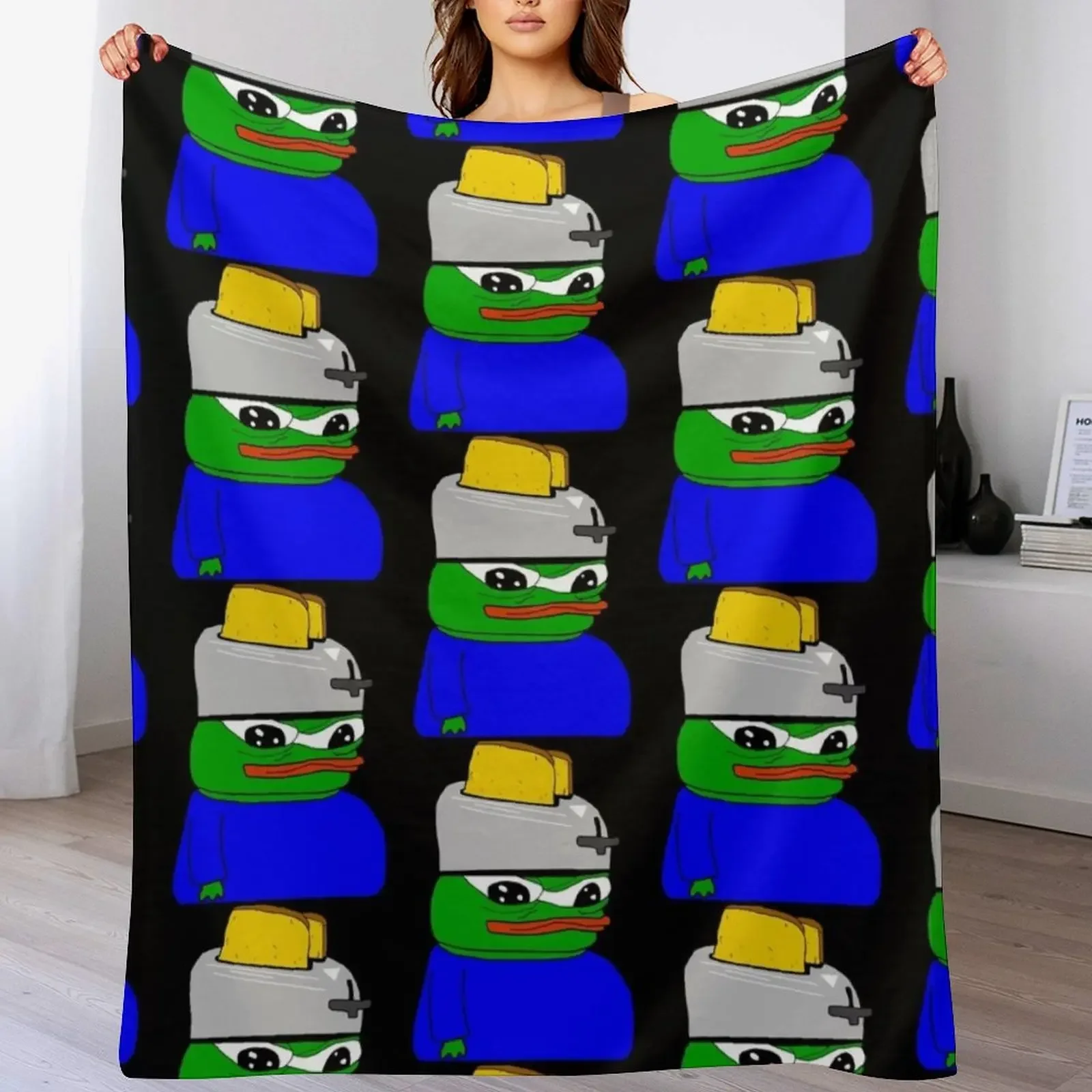 Rare Pepe Toaster Head Apu Throw Blanket