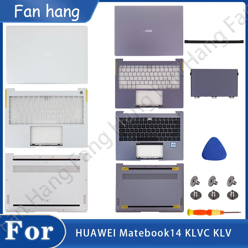 New Laptop Cover For HUAWEI Matebook14 KLVC KLV LCD Back Cover Top Rear Lid Front Bezel Hinges Bottom Case Housing Replacement