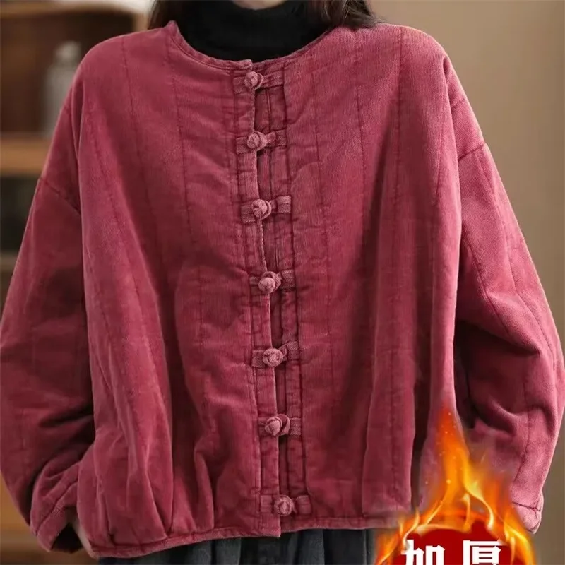 

Korean Feminine Fashion Corduroy Short Jacket Autumn Winter Ladies Casual Solid Color Coat Women lazy Long Sleeved Tops Outwear