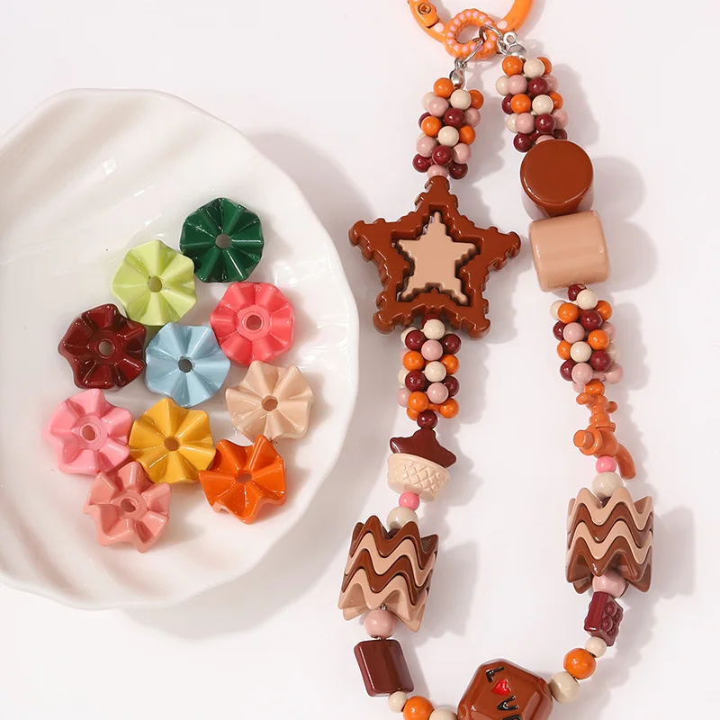 الطريق الأيمن الراقية المتخصصة 100 قطعة/الحقيبة 16 مللي متر الاكريليك مثقب متموجة ندفة الثلج أقراط سوار قلادة مواد الإكسسوارات ذاتية الصنع #4