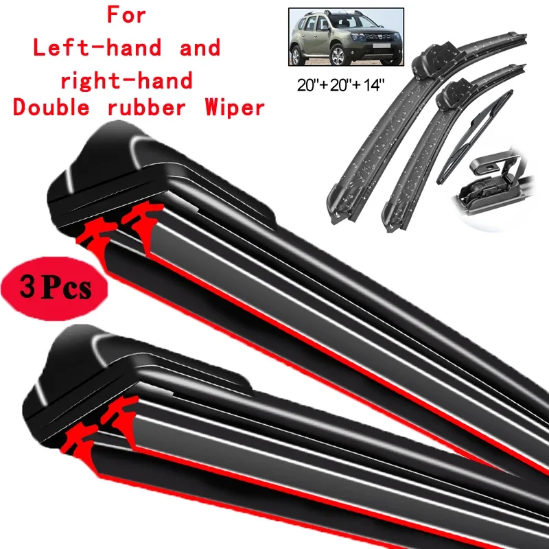 

Car Wiper Front & Rear Wiper Blades Set Kit For Dacia Renault Duster 1 2013 - 2016 Windshield Windscreen Window 20"+20"+14"