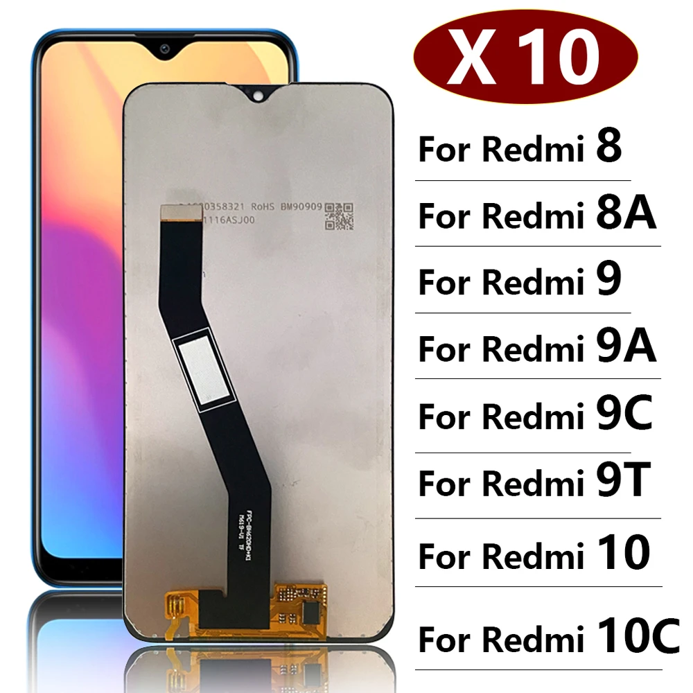 

10Pcs Screen For Redmi 7 8 8A 9 9A 9C 9T 10 Prime 10C LCD Display With Touch Screen Digitizer Panel Repacement Parts