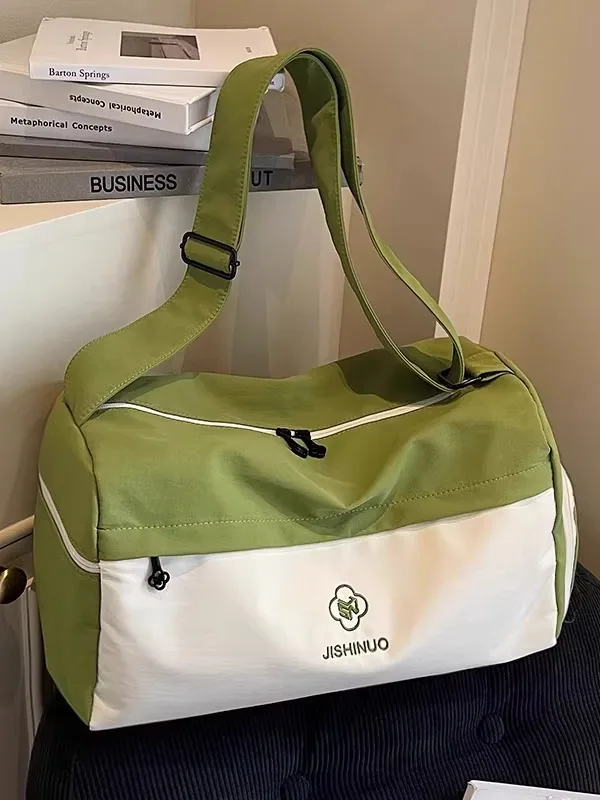 新しいスポーツフィットネスバッグ女性用大容量ハンドヘルド軽量ショートトリップバッグ収納荷物バッグウェットとドライの分離
