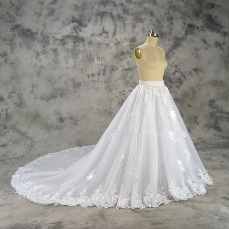 Vestido De Noiva Removível Princesa Trem, Saia De Tule Branco, Decoração De Cristal, Acessórios Do Casamento, Tamanho Personalizado