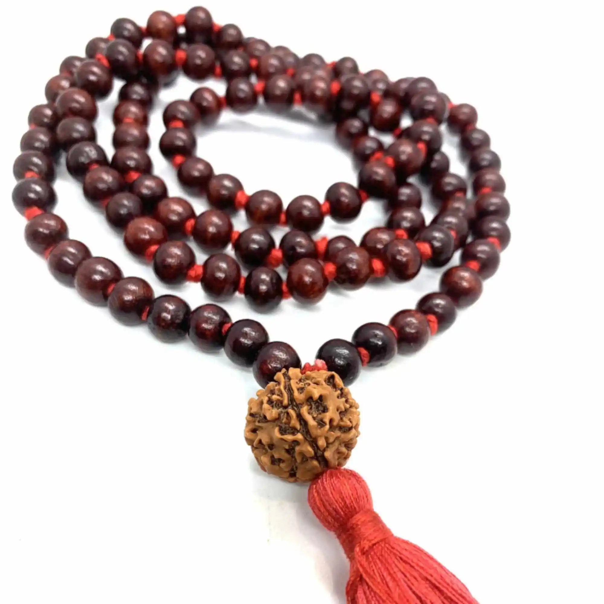 

8mm Natural red Indian Rosewood Rudraksha 108 knot necklace Cuff Bohemia Diy Mental Energy National Style Handmade Elegant