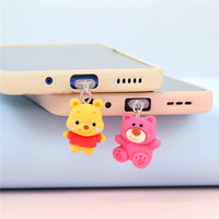 disney 3D Lotso Phone Anti-Dust Plug For iPhone Samsung Xiaomi Huawei Type C Android Charging Port Protectors Resin Dustplugs