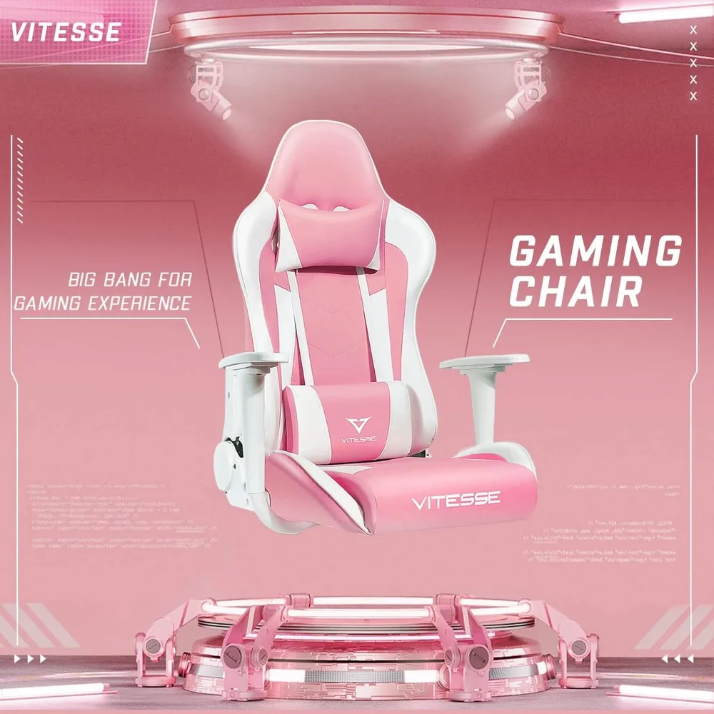 Cute Kawaii Gaming Chair for Girl Ergonomic Desk Racing Office Adjustable High Back Game Swivel Leather Chair