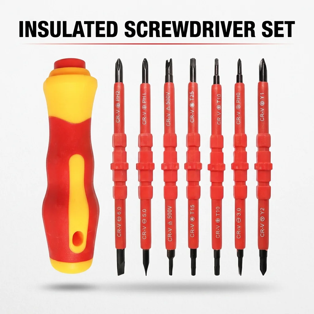 10Pcs Interchangeable Blade Insulated Screwdriver Set with Case Magnetic 500V Home and Professional Use Electricians Tools