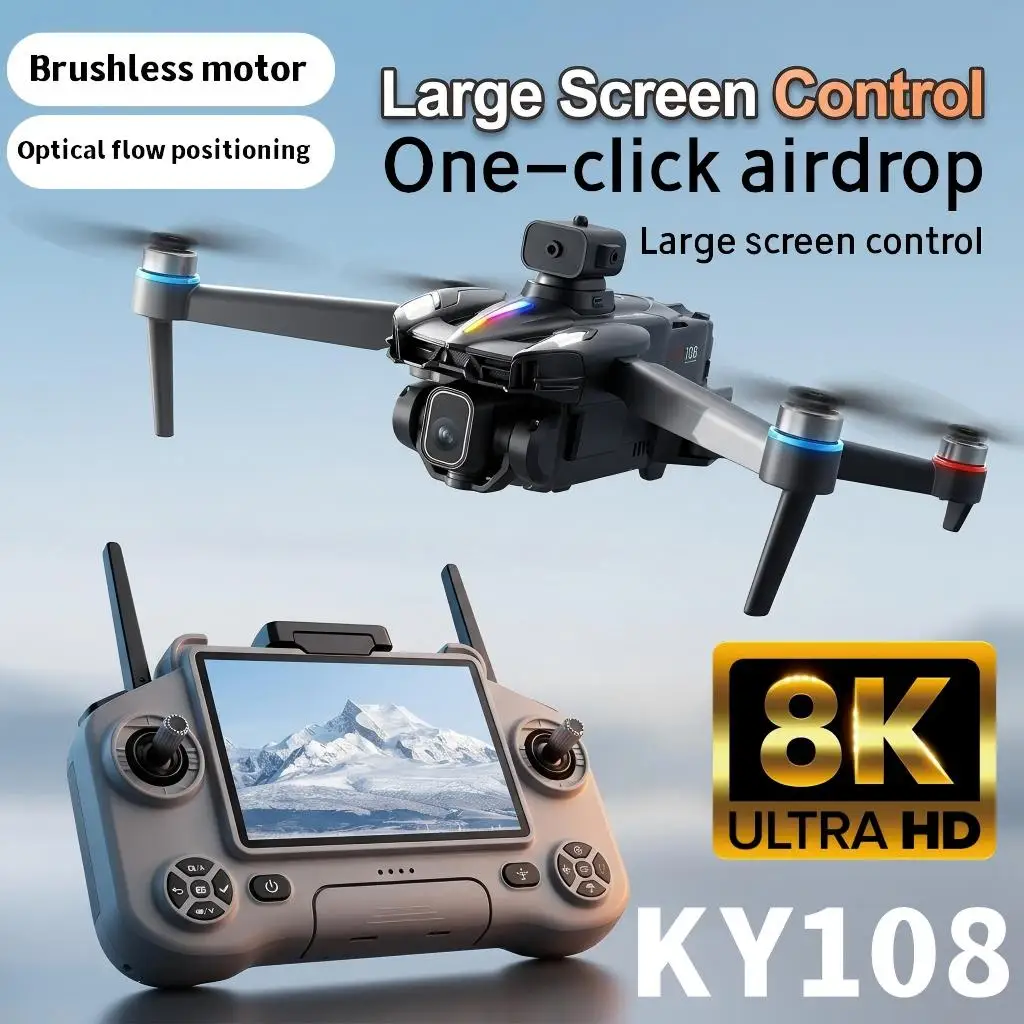 KY108 Foldable RC Drone 2.4 GHz signal One-click airdrop Gravity sensor 4-Way Obstacle Avoid Holiday Birthday Holiday Gift Toy