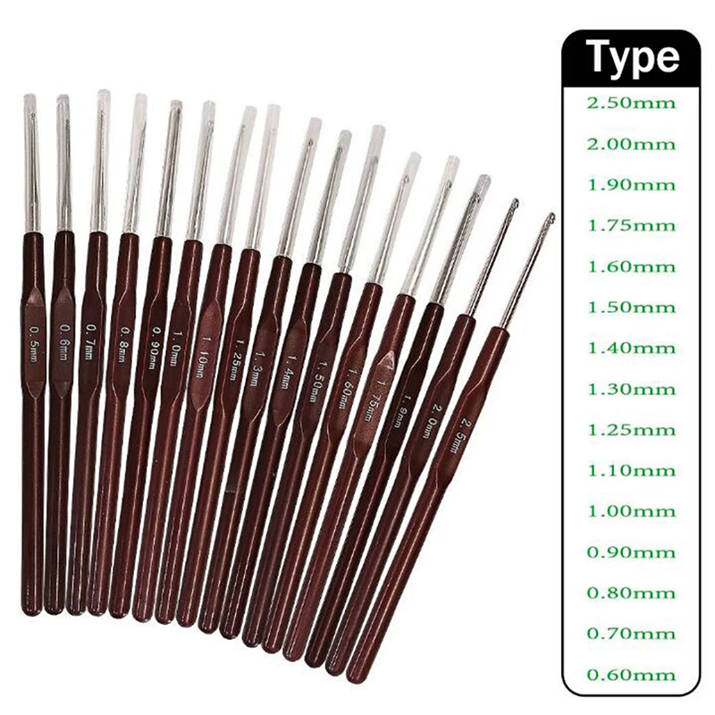 16pcs Plastic Handle Crochet Hooks Handle Knitting Needles Set Crochetings