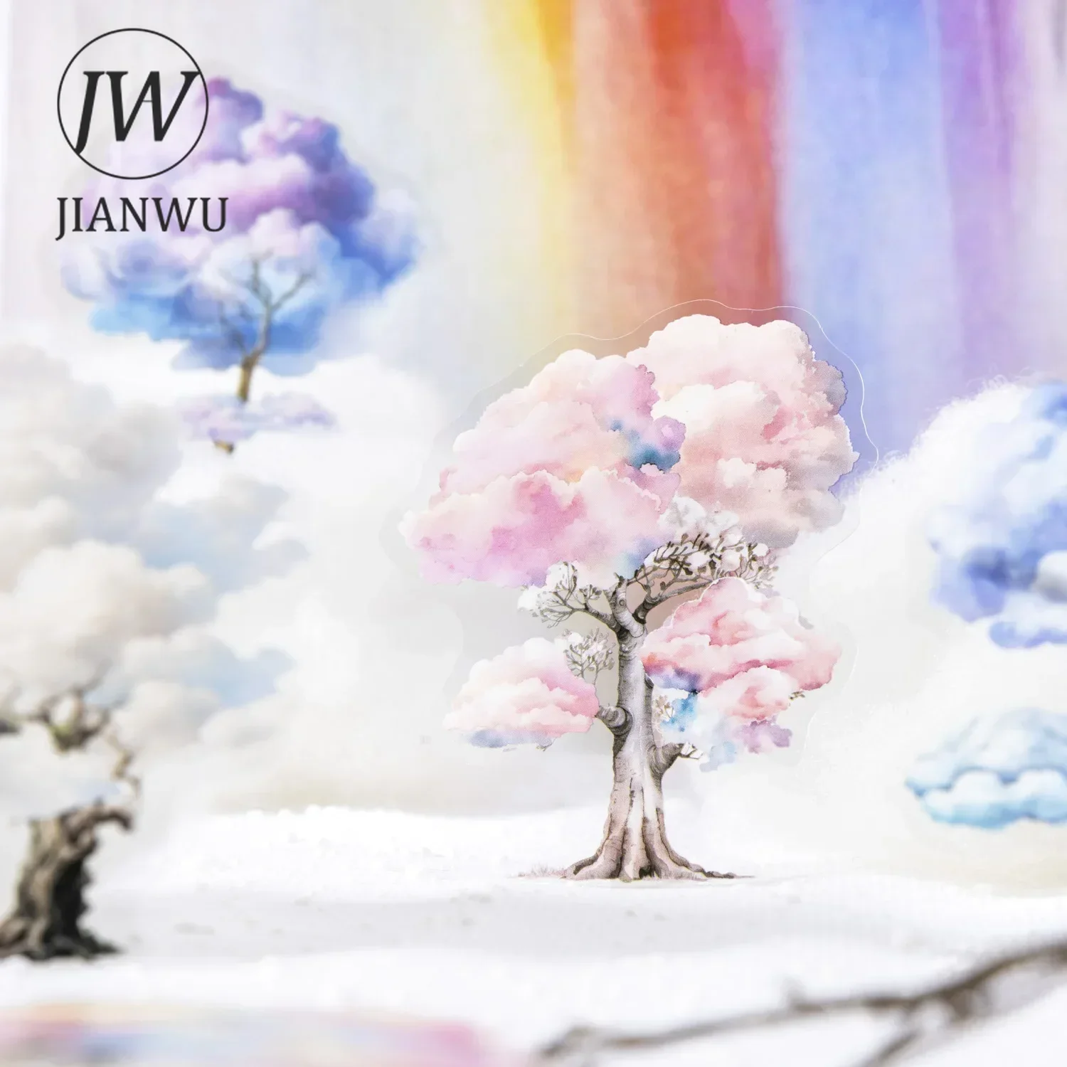 JIANWU Cloud Around The Tree Dream Series Material Collage Landscaping PET Sticker Creative DIY Journal Scrapbooking Stationery