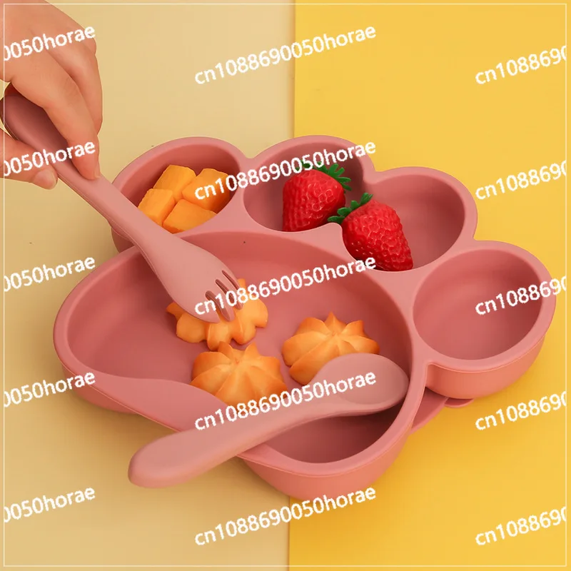 Silicone Baby Bear Paw Dish, Anti Drop Baby Food Bowl, Suction Cup, Heat-resistant Tableware