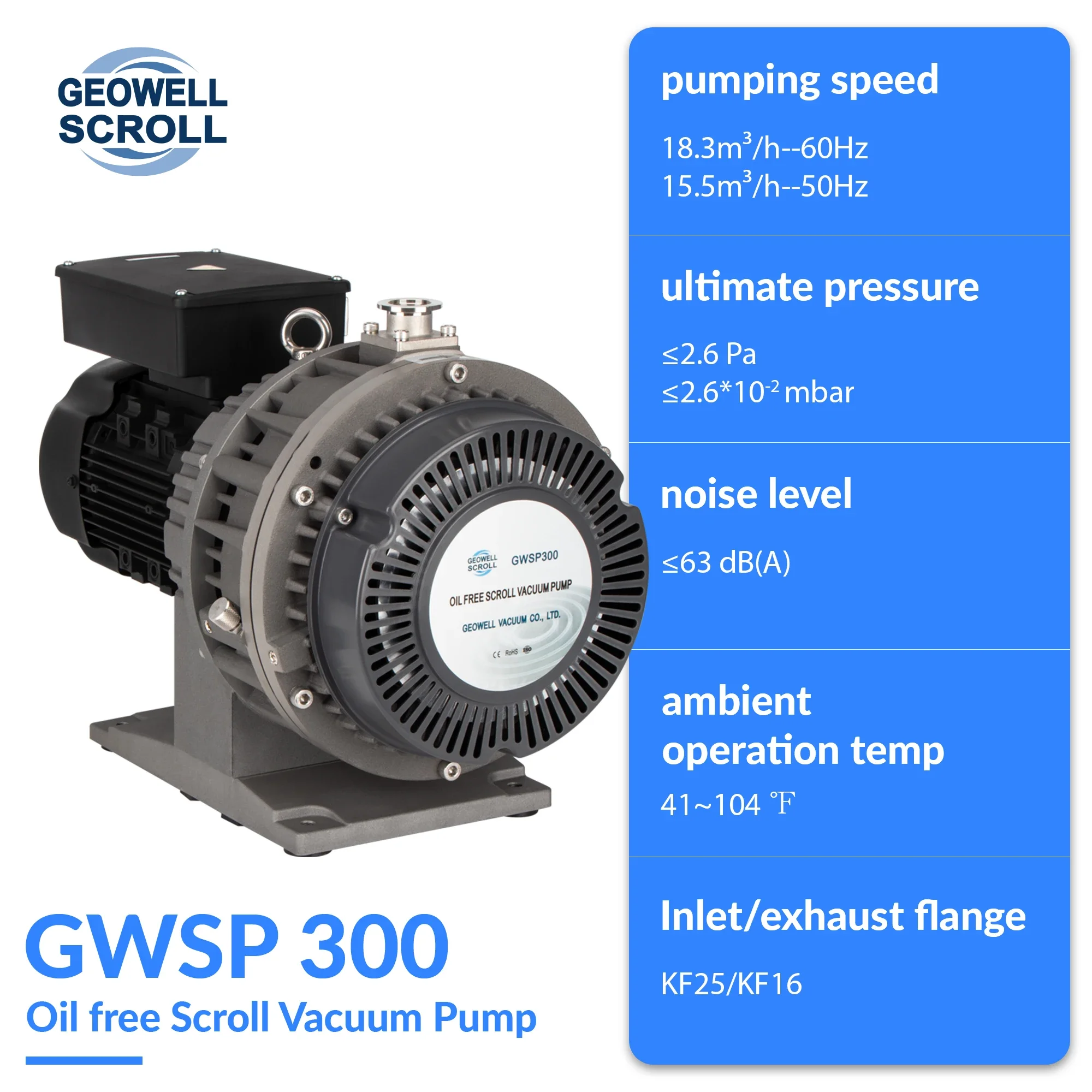 GWSP300 Oil Less Scroll Pump   Semiconductor industry Oil free Vacuum Pump