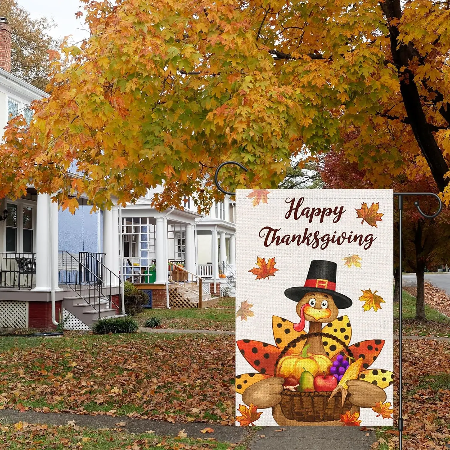 Happy Thanksgiving Garden Flag, Vertical Double Sided Burlap Small Turkey Garden Flag Harvest Thanksgiving Farmhouse Yard Ou yyi
