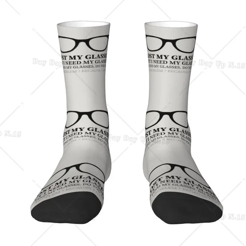 Funny Lost My Glasses Dress Socks Men Women Warm Fashion Novelty Optometrist Crew Socks