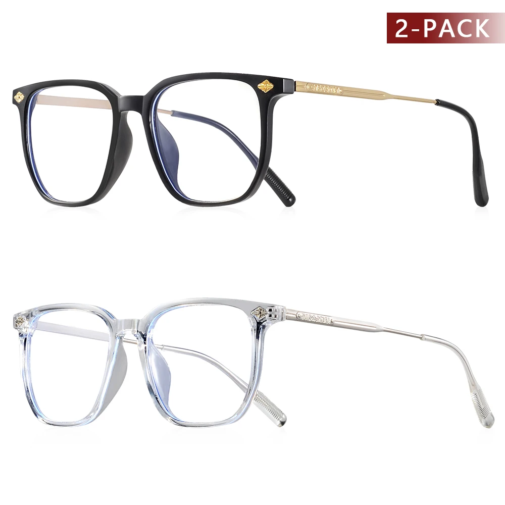 CRIXALIS 2 Stücke Klassische Quadratische Anti-Blaulicht-Brille Frauen Und Männer Lesebuch Brille Brillen Computer Brillen – Detail 2