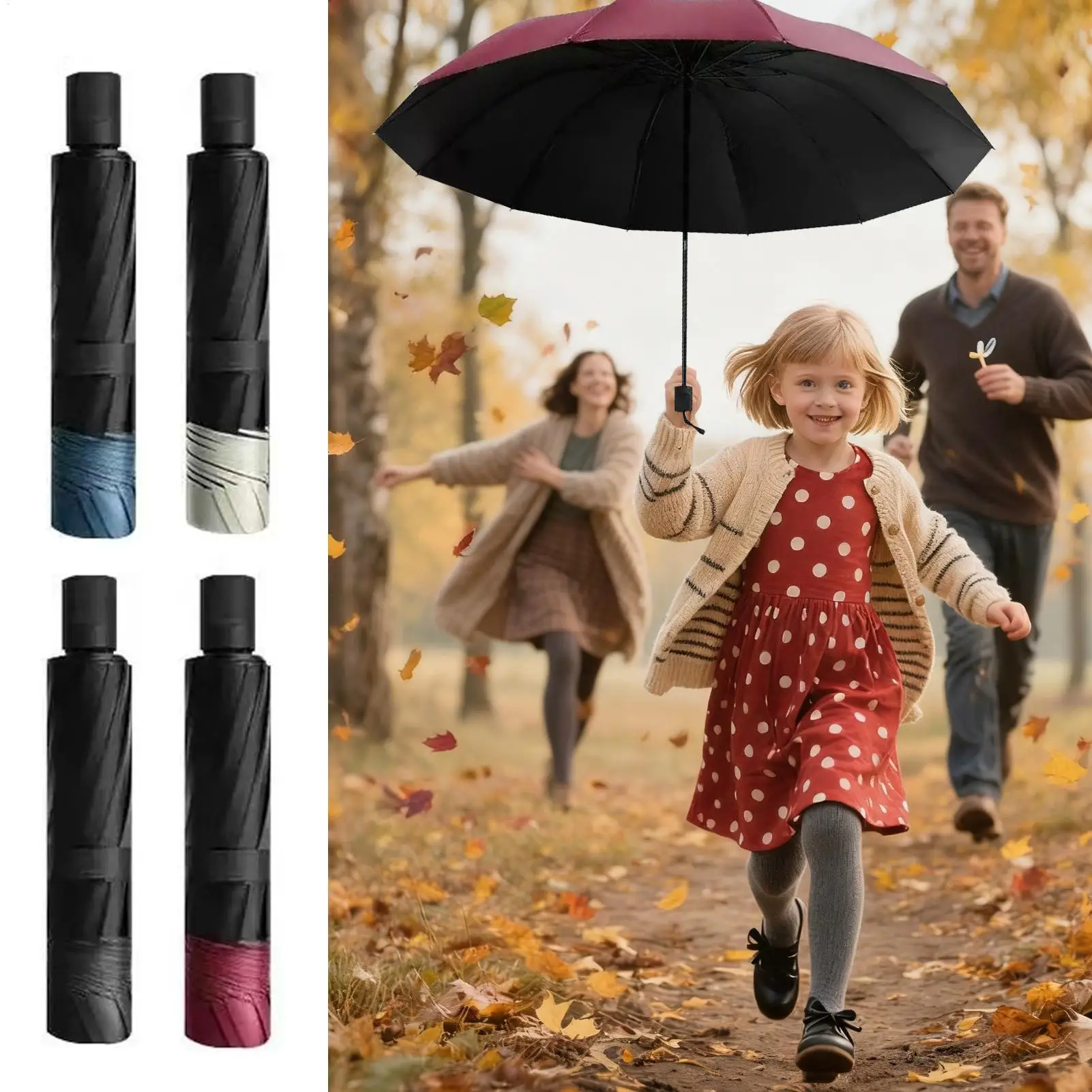 

Зонт от дождя, 12 ручек, защита от ультрафиолета, сверхмощный большой ветрозащитный дорожный зонт, легкий для уличного солнца, гольфа, общежития