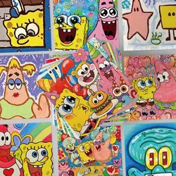 62PCS Cartoon Oil Painting Style SpongeBob SquarePants Patrick Star Stickers Cell Phone Case Mug Decoration Stickers Wholesale