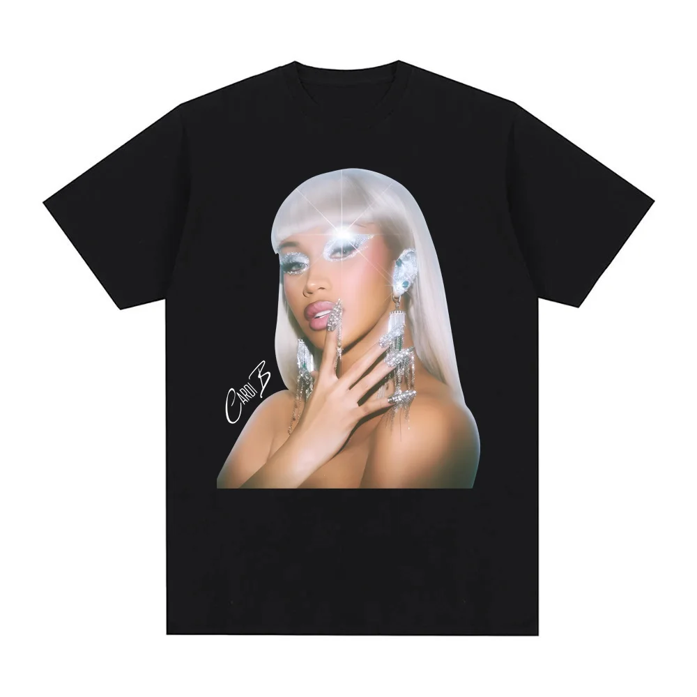 تي شيرت Cardi B Album تي شيرت هيب هوب مغني الراب بأكمام قصيرة تي شيرت كوري صيفي 100% قطن تي شيرت سوداديراس مريح
