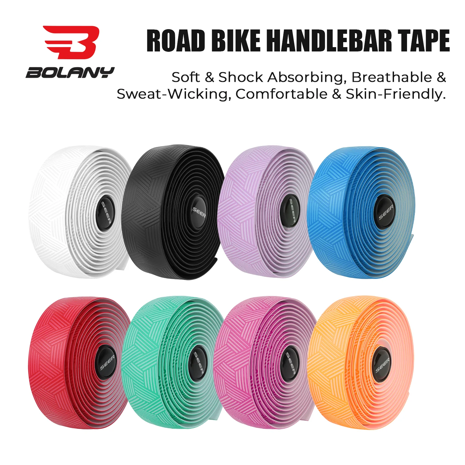 BOLANY Road Bike Damping Handlebar Tape Bikes Multicolor Anti-slip Straps Lightweight Absorb Sweat Handlebar Grips Bicycle Parts