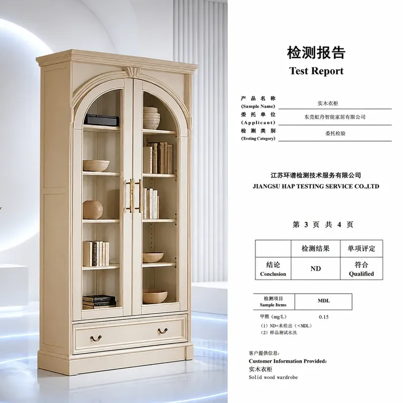 Cream Solid Wood Bookcase with Glass Door Living Room Display Cabinet Small Apartment Wine Storage Shelf Custom Home