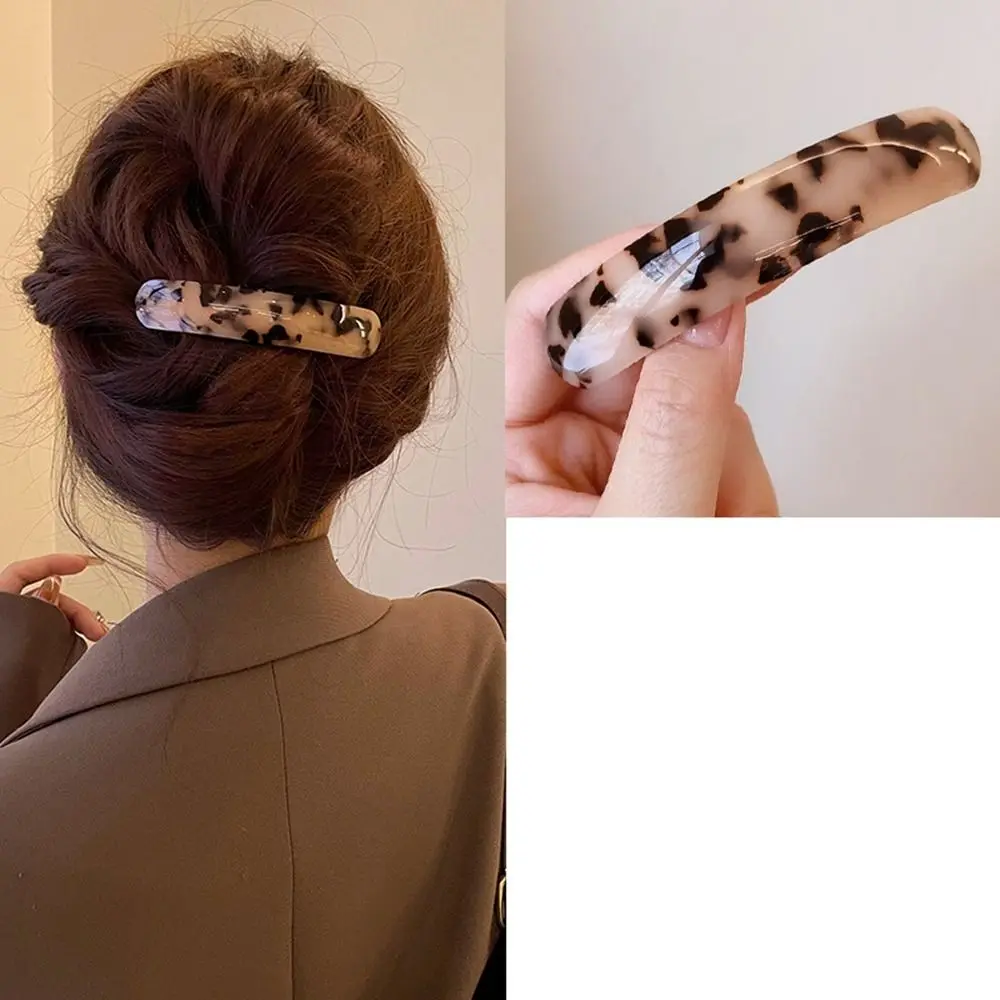 

Creative Elliptical Leopard Print Hair Clip Arc Geometric Spring Clip Korean Style Headwear Large Hairpin Daily