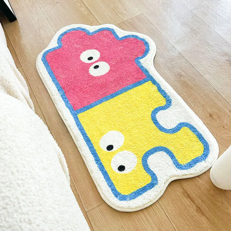 

Kawaii Fragment Pattern Rug Cartoon Puzzle Bedroom Bedside Rugs Children's Room Small Rug Floor Mat