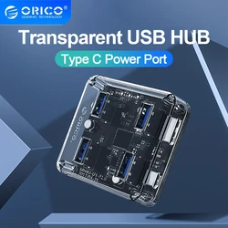 ORICO USB C 허브 전원 공급 장치 인터페이스 포함, USB 3.2 프로토콜, 고속 변속기 OTG 노트북 액세서리, 4 포트 확장