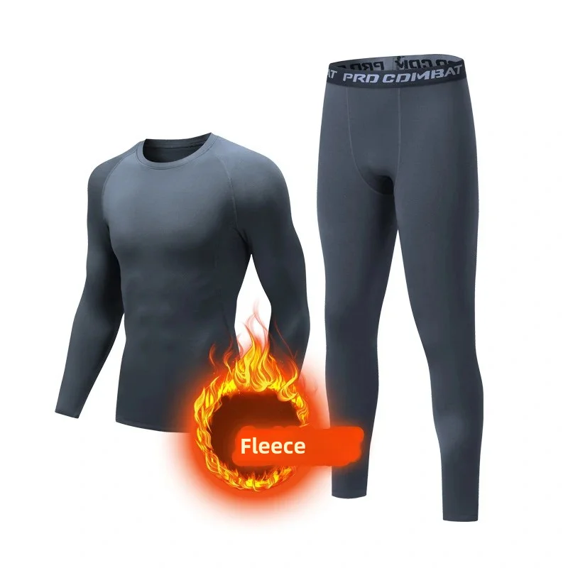 Autumn Winter Jogging Suit Men Thermal Compression Gym Sport Set Tracksuit Quick Dry Fleece Running SweatSuit Set Gym Clothing