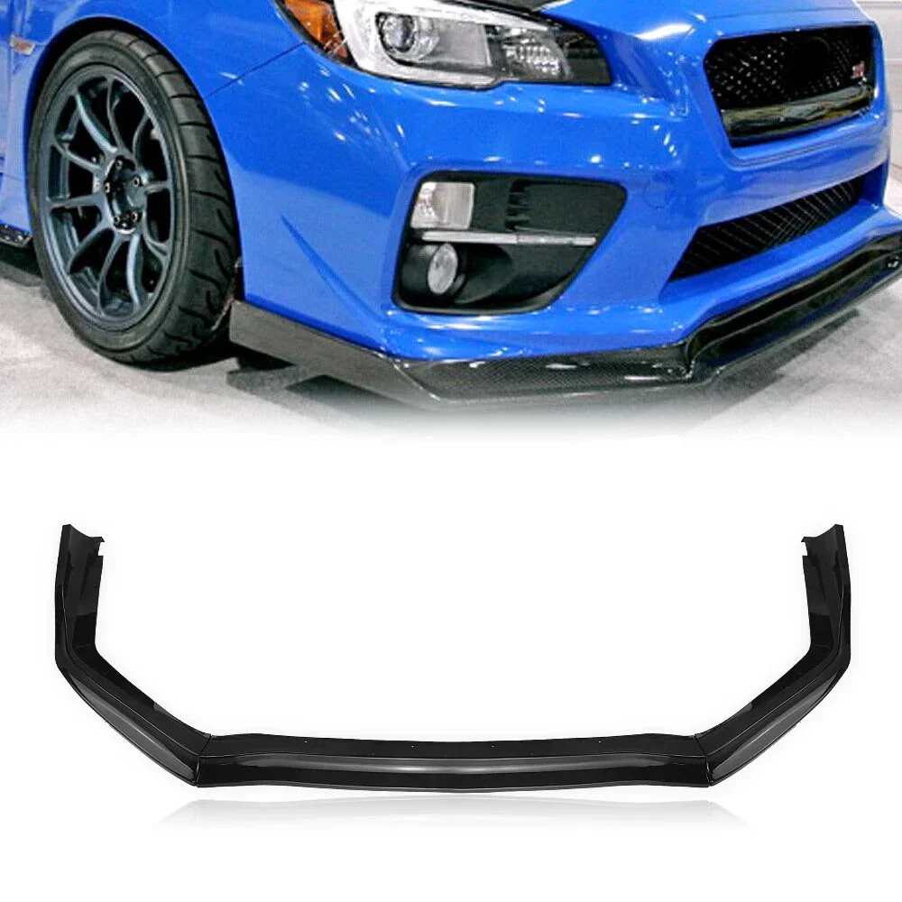 New！ MP Style Front Bumper Spoiler Lip For Subaru Impreza WRX STI 2015-2020 Gloss Black/Carbon Fiber Look Lower Plate Splitter B