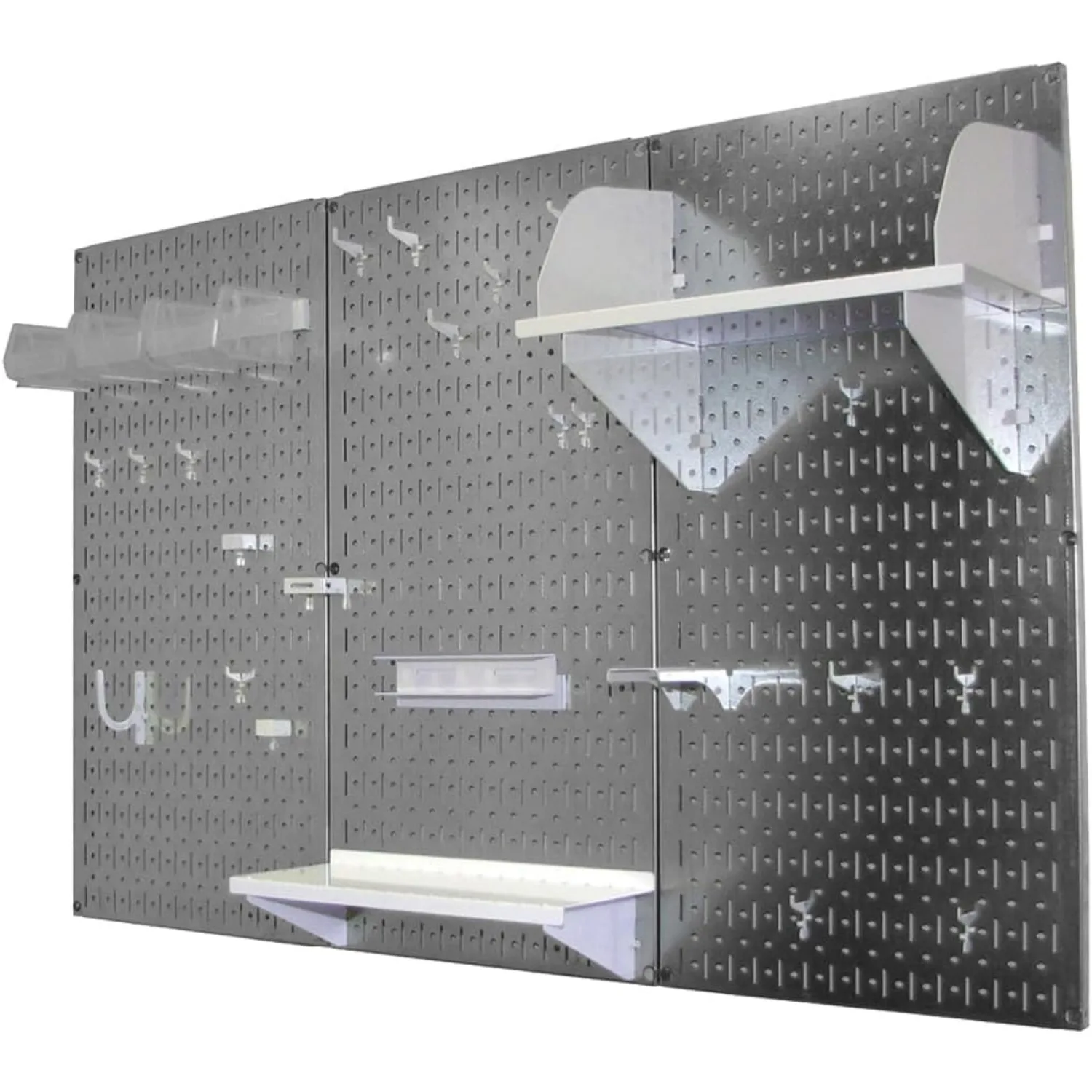 금속 페그보드 정리함 벽 제어 표준 도구 보관 키트, 아연 도금 툴보드 및 흰색 액세서리 포함, 4 피트