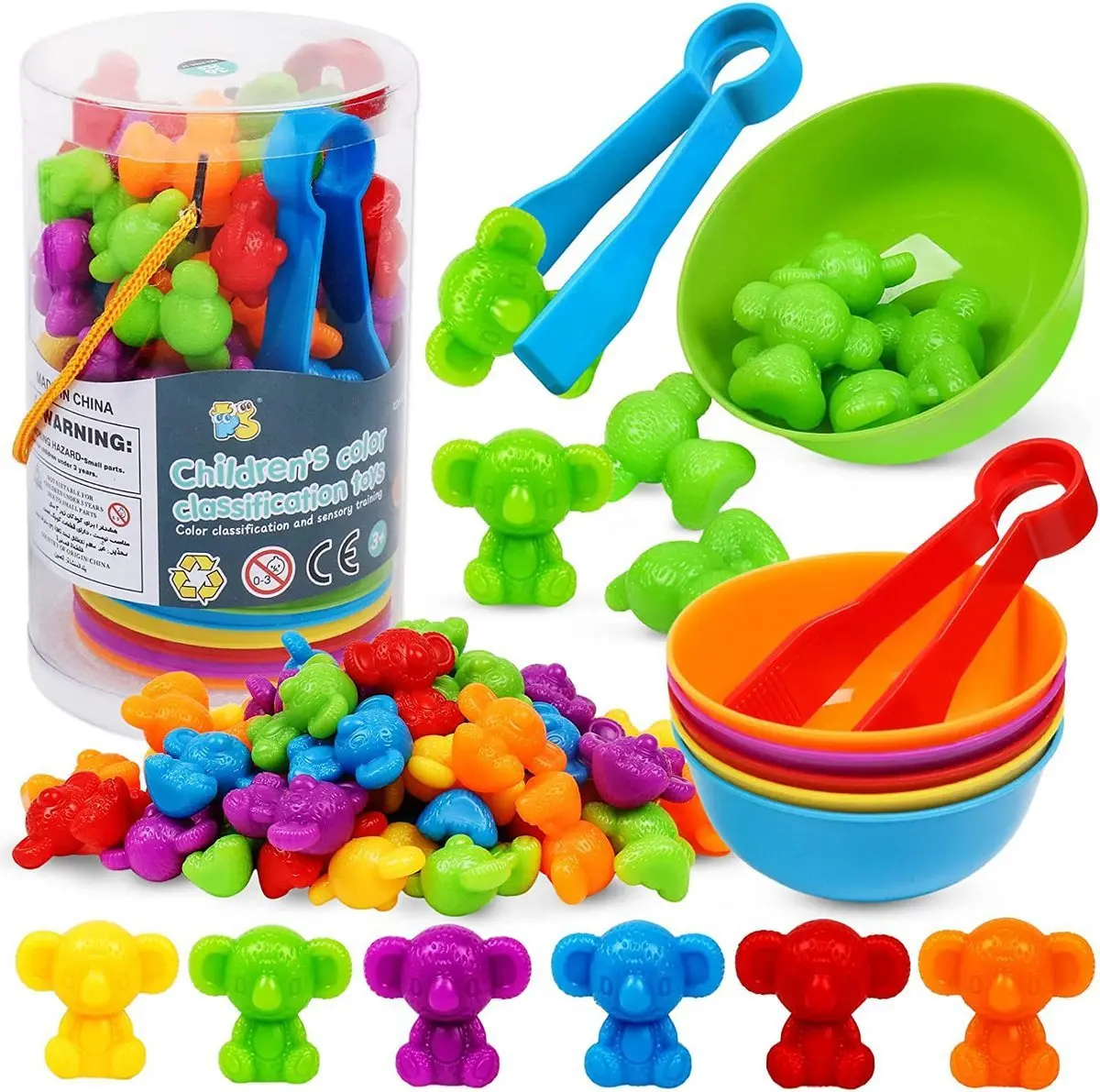 Counting Animal Toys Stacking Bowl Pairing Game Color Classification Math Learning Activity Toys Montessori Stem Educational Toy