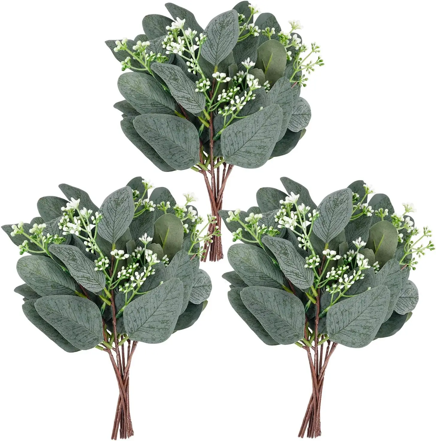 

Simulation Green Plant with White Stems and Leaves, Plant Use, Flower Arrangement, Room Decoration, 20Pcs