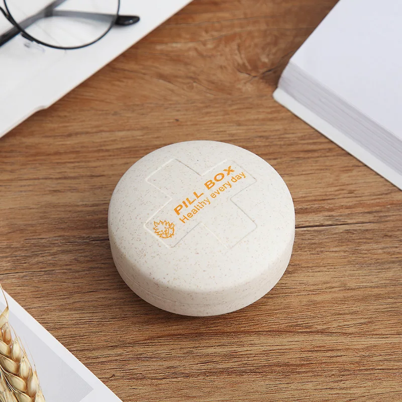 Circular Pill Box Portable 5 Grids Medicine Case Travel Home Pills Drugs Container Mini Fashionable Secret Stash