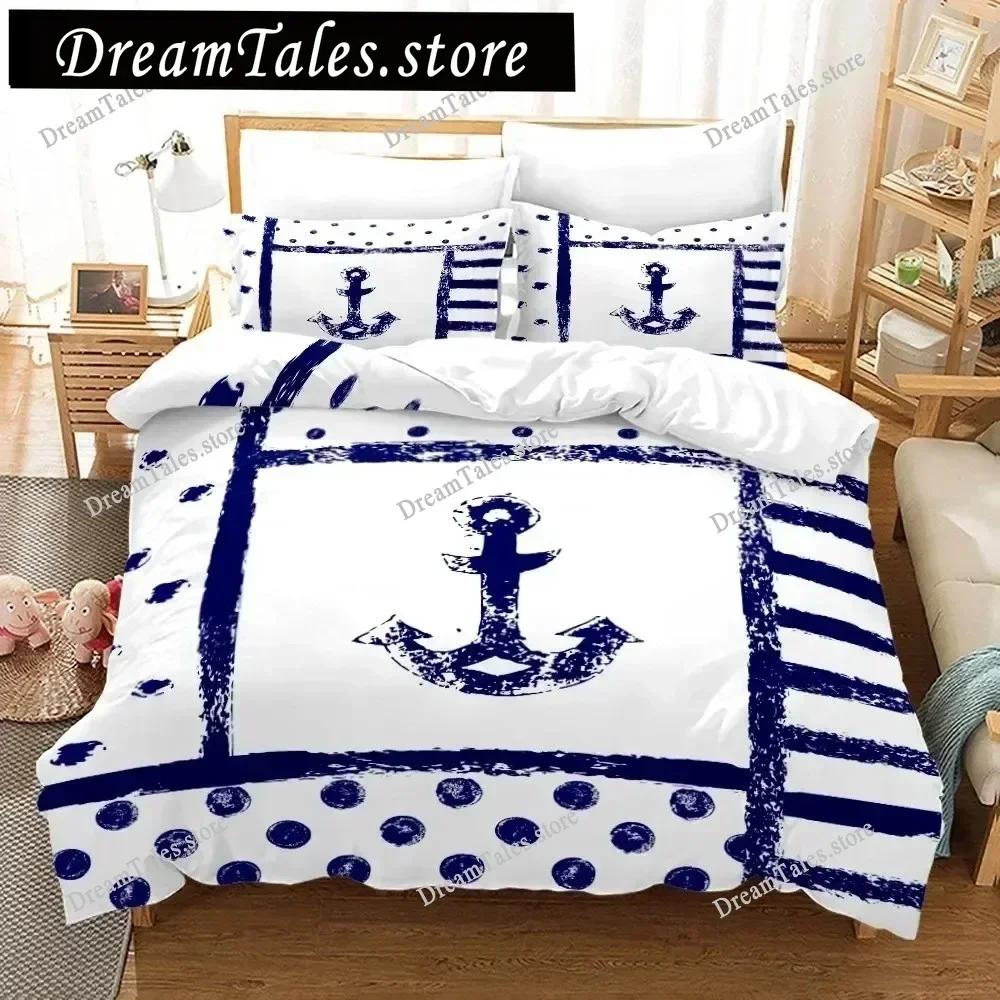 

Luxury 3D Gold Anchor Print Duvet Cover Pillowcase Nautical Ocean Anchor Bedding Set Full Queen King Size Home Textiles741