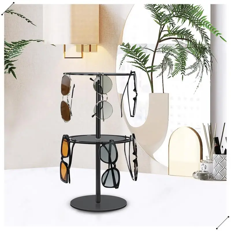 Sunglasses Holder Organizer, 360° Rotatable Acrylic Eyeglasses Display Stand, Eyewear Storage Rack For Desk Dresser Easy Install