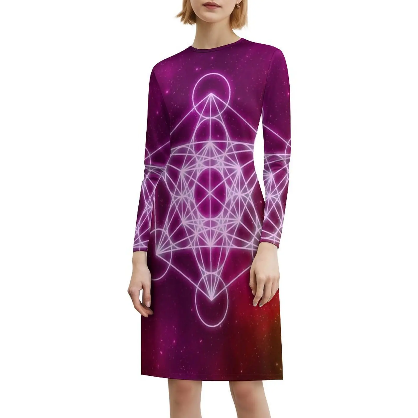مكعب ميتاترون |   الهندسة المقدسة |   فستان حفلات نسائي من Red Nebula ملابس الشارع العصرية المطبوعة للنادي للإناث المقدسة