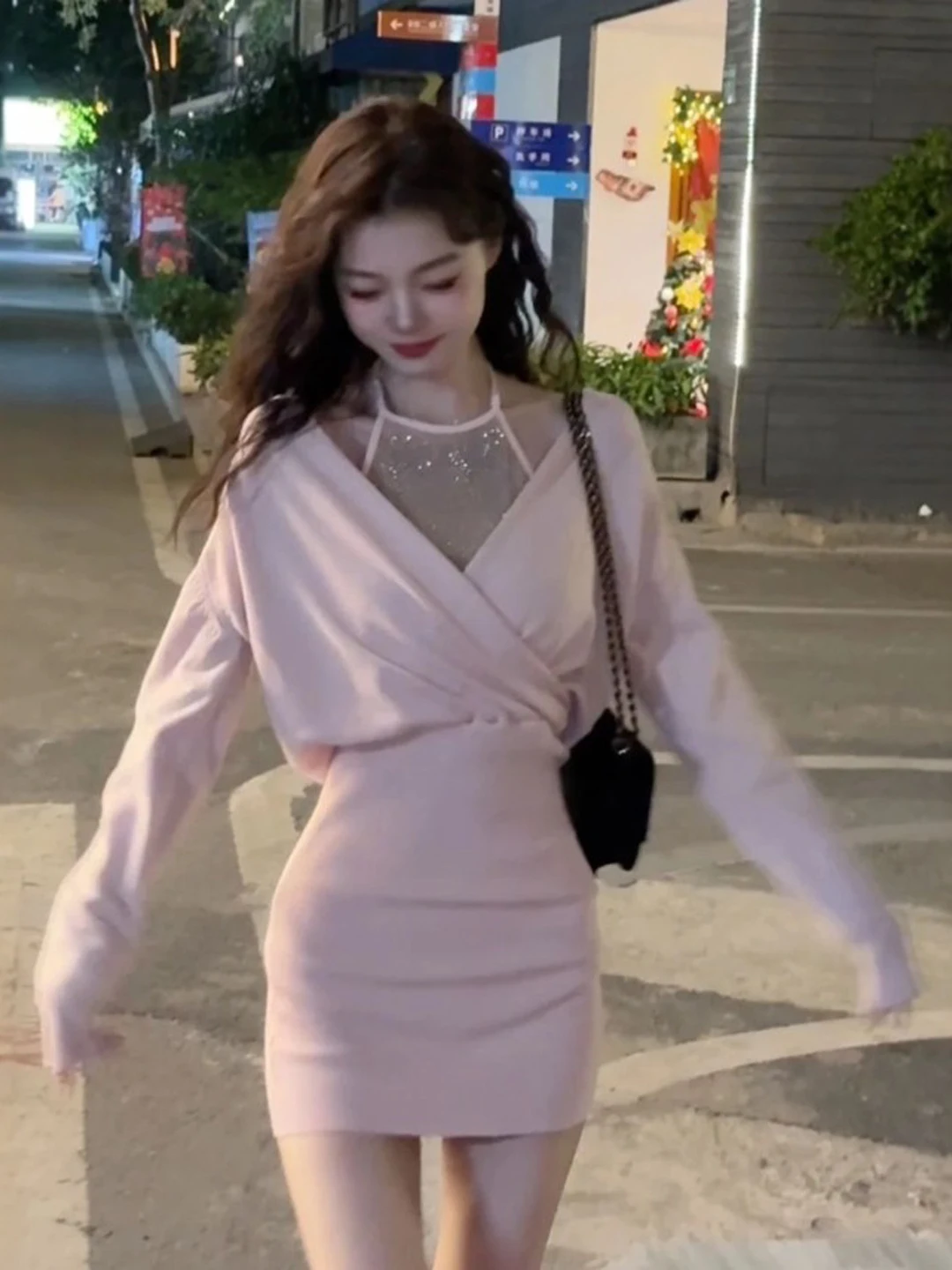 

Sexy Knitted Dr Set Pure Desire Sle Inner Wear Strap Dr Spring 2026 Faion Trend Long Sve V Ne H pe Bodycon D...