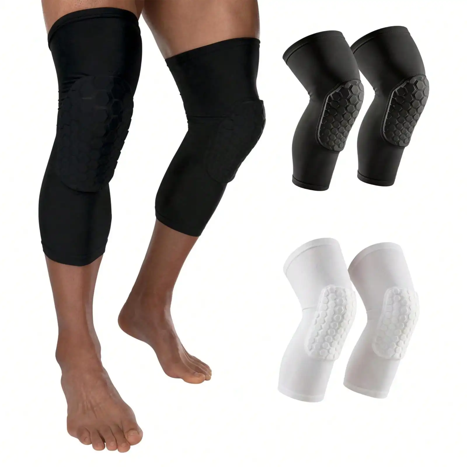 Long‑Size Honeycomb Elastic Knee‑Pads,slimly Breathable Comfort Anticollision Light Sleeve for Dance Volleyball Yoga Gym Workout