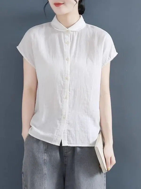 

Summer 2026 New Collar Chinese Style High-End Shirt Small Size Women's Fashion Versatile Slim Short Sleeve Top
