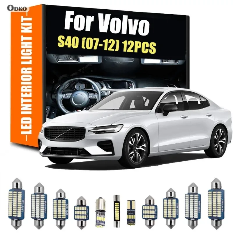 

Для Volvo S40 2007-2012: Комплект из 12 светодиодных ламп для салона с основанием, автомобильные запчасти и аксессуары