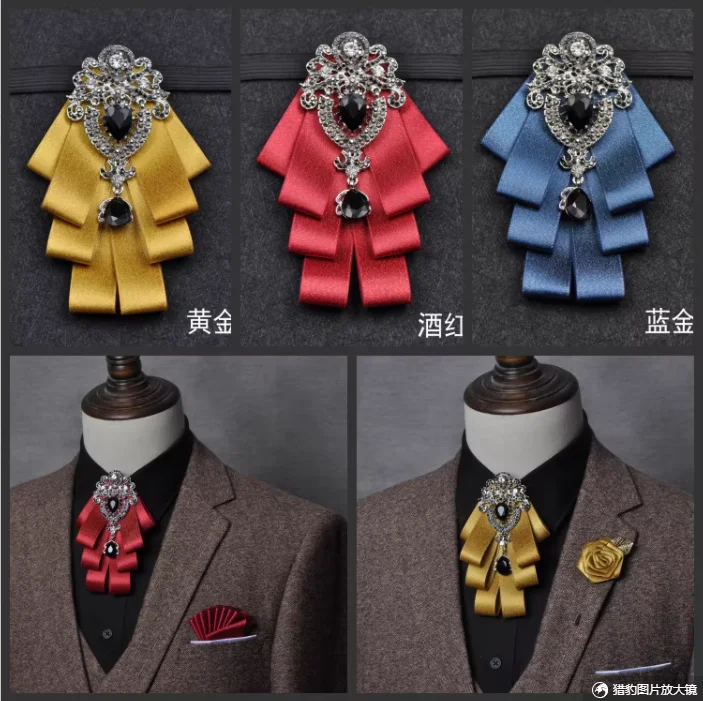 

Мужской галстук с бриллиантами для свадьбы, элитная британская мужская рубашка, цветок на воротник костюма